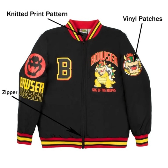 Nintendo Super Mario Bomber Jacket, Bowser Jacket Size 5/6 - Picture 4 of 12